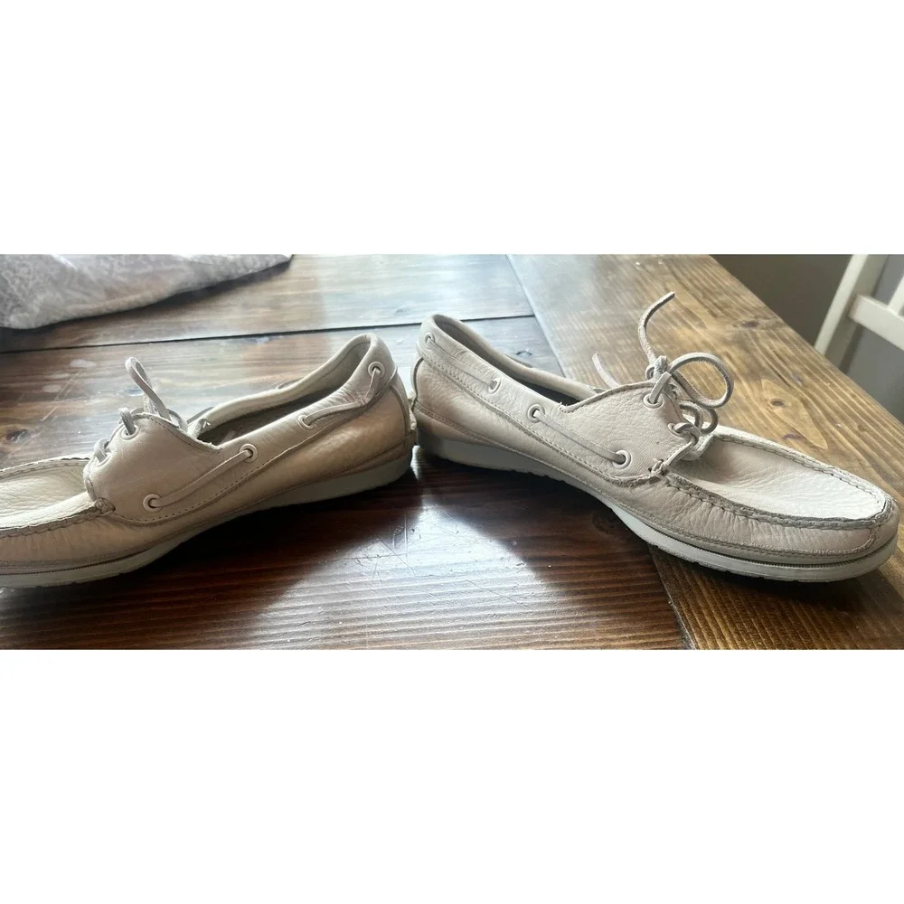 Dexter Mens Boat Shoes 10 WW White Leather USA Made Nautical Loafers 378964
